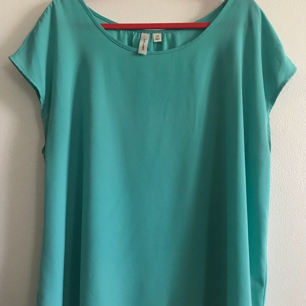 Teal high-low top 2X